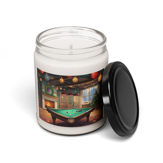 Scented Soy Candle — Cozy Game Room Pool Table Scene (9oz)