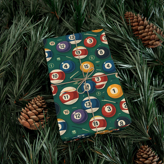 Billiard Ball Gift Wrap Papers, Fun Wrapping for Parties, Birthdays, Holidays, Festive Celebrations, Pool Table Enthusiasts