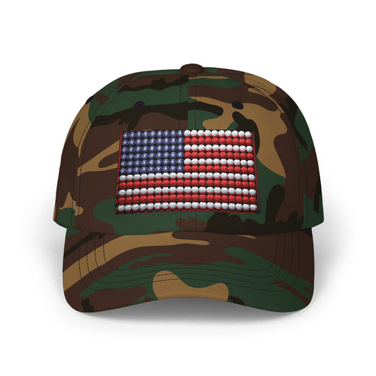 Camo Dad Cap — Beaded Pool Balls Flag Patch