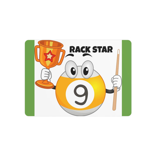 Pool Rack Star Nine-Ball Trophy & Cue Metal Art Sign — Kids’ Billiards Wall Decor