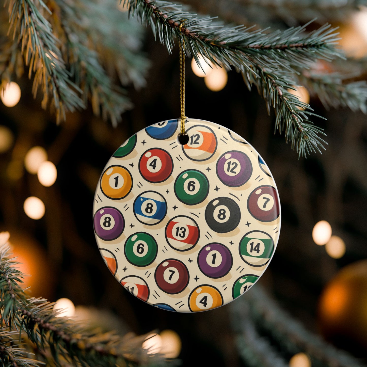 Billard Balls Ceramic Ornament
