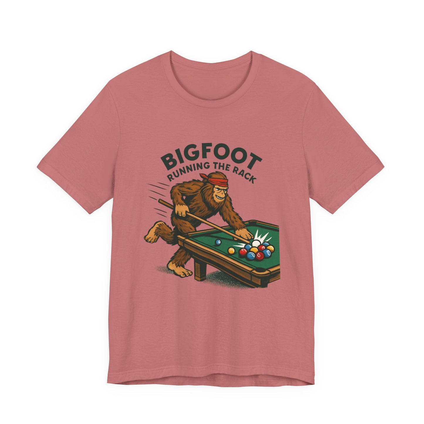 Bigfoot Pool Shark T‑Shirt — "Bigfoot Running the Rack" Billiards Tee